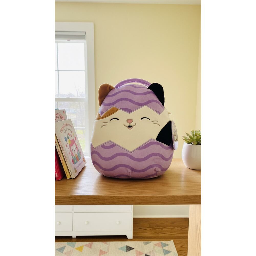 NWT Squishmallows Cam the Cat Easter Basket Plush‎ Purple w/ Tag